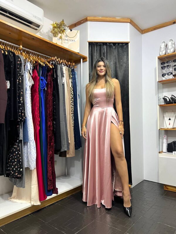 Vestido de fiesta satinado con tirantes