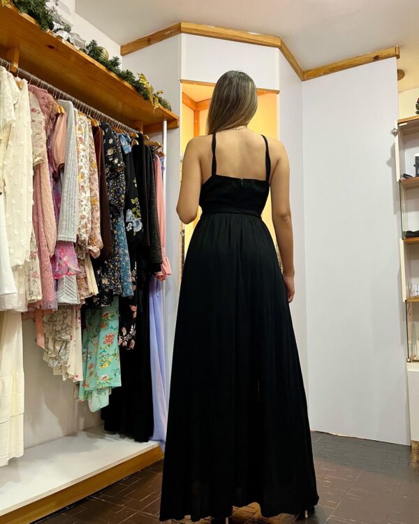 Vestido largo con escote al frente con tiras - Imagen 2