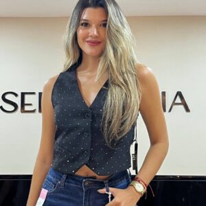 Chaleco halter con piedras