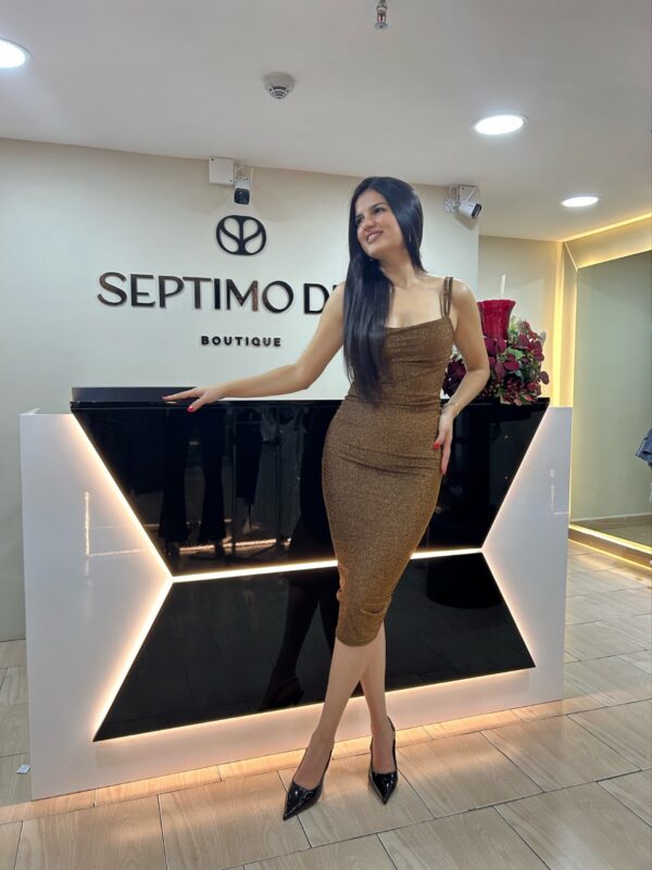 Vestido Midi con tirantes y color brillante - Imagen 2