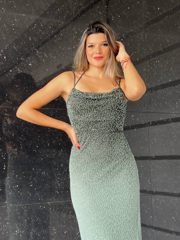 Maxi vestido con perlas y tiras con degradado - Imagen 2