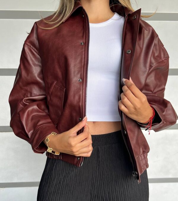 Chaqueta oversize de cuerina con efecto lavado - Imagen 4