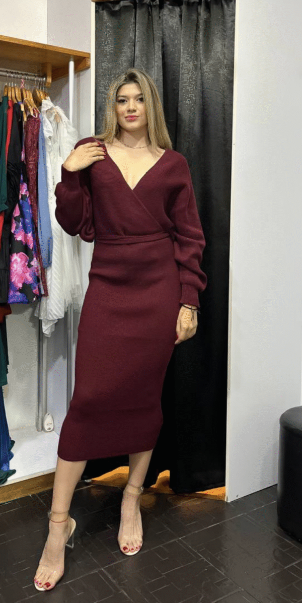 Vestido Manga Larga Estilo Sueter
