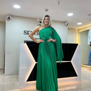 Vestido Largo corte griego con estola en el hombro