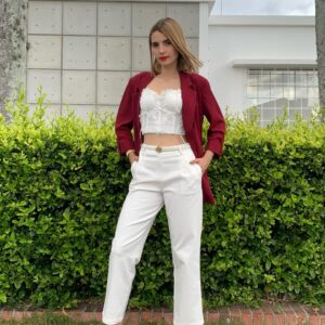 PANTALON CON CORREA GOLD ROSE RECTO CON PINZAS