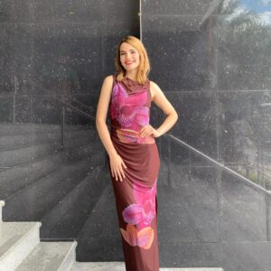Vestido Largo Estampado Flores Malla (Punto) Mesh Dresses