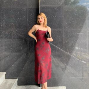 Vestido MIDI de malla con brillos flotantes tejido