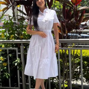 VESTIDO TIPO CAMISERO MIDI CON CINTURON