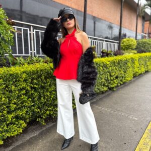 Top cuello halter con lazo