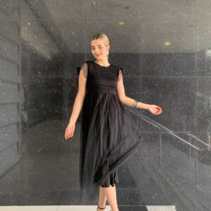 Vestido Midi con tull y media manga
