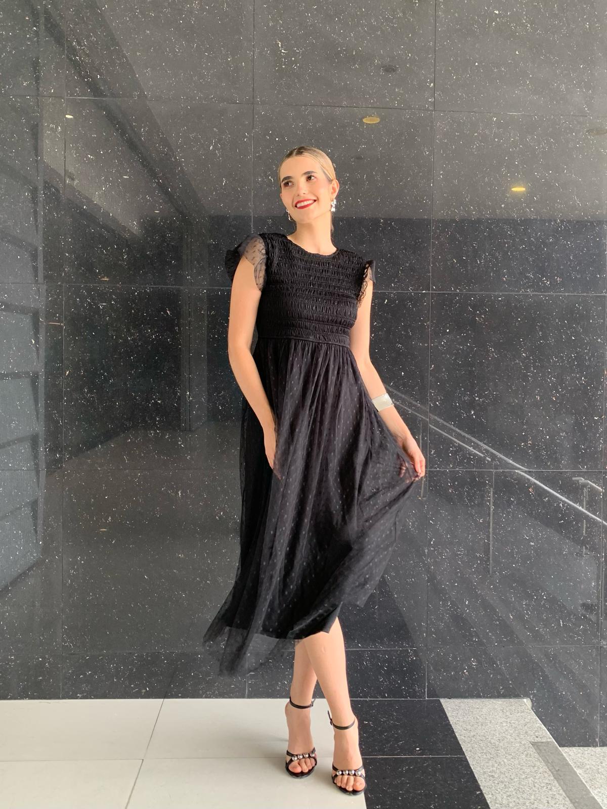 Vestido Midi con tull y media manga - Imagen 2