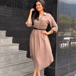 Vestido midi manga larga