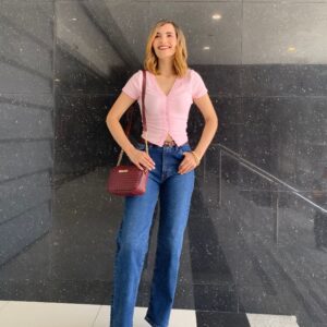 Pantalon corte recto azul
